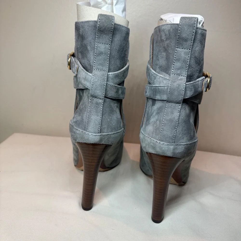 Purple Label Ralph Lauren Kourtney Gray‎ Suede Ankle Boots Italy EU 38 US 7.5-8